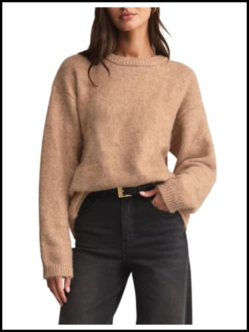 Oversized Fuzzy Knit Pullover Sweater Cozy Crewneck Long Sleeve